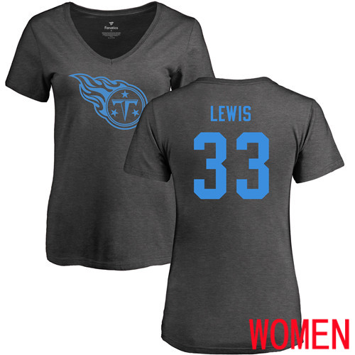 Tennessee Titans Ash Women Dion Lewis One Color NFL Football #33 T Shirt